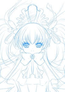 Rating: Safe Score: 0 Tags: 1girl blue_theme blush emphasis_lines image lineart long_hair monochrome shinku sketch solo tears User: admin