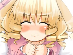 Rating: Safe Score: 0 Tags: 1girl blonde_hair blush closed_eyes drill_hair hat hina_ichigo hinaichigo image long_sleeves luna_child lying pink_dress solo tears twin_drills upper_body User: admin