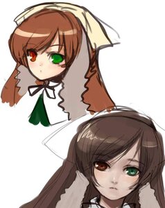 Rating: Safe Score: 0 Tags: bangs black_ribbon brown_hair collar dress green_dress green_eyes head_scarf heterochromia image long_hair long_sleeves looking_at_viewer multiple_girls pair red_eyes ribbon siblings simple_background sisters souseiseki suiseiseki twins white_background User: admin