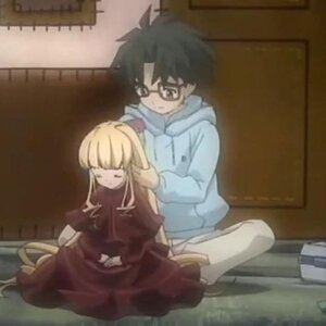Rating: Safe Score: 0 Tags: 1boy 1girl black_hair blonde_hair closed_eyes glasses hood image indoors long_hair shinku sitting sleeping sleeping_upright solo User: admin