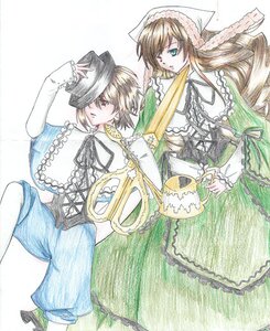 Rating: Safe Score: 0 Tags: blonde_hair blue_eyes brown_hair dress frills green_dress hair_over_one_eye hat head_scarf image long_hair long_sleeves pair red_eyes ribbon souseiseki suiseiseki traditional_media twins very_long_hair User: admin