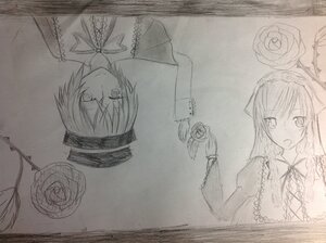 Rating: Safe Score: 0 Tags: 2girls alice_margatroid dress flower hat image long_hair long_sleeves monochrome multiple_girls pair ribbon rose short_hair smile souseiseki suiseiseki traditional_media User: admin