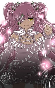 Rating: Safe Score: 0 Tags: 1girl breasts cowboy_shot dark_skin dress eyepatch flower frills hair_flower hair_ornament image kirakishou long_hair long_sleeves pink_hair rose smile solo twintails very_long_hair vines white_flower white_rose yellow_eyes User: admin