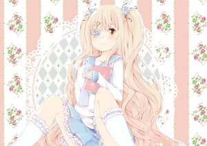 Rating: Safe Score: 0 Tags: 1girl blonde_hair checkered checkered_background checkered_floor eyepatch flower hair_flower hair_ornament image kirakishou kneehighs long_hair sitting smile solo striped vertical_stripes very_long_hair User: admin