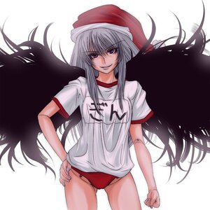 Rating: Safe Score: 0 Tags: 1girl artist_request black_wings buruma grin gym_uniform hand_on_hip hat highres image long_hair name_tag purple_eyes red_buruma rozen_maiden santa_hat smile solo suigintou wings User: admin