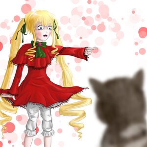 Rating: Safe Score: 0 Tags: 1girl blonde_hair blue_eyes blush bow bowtie capelet dress drill_hair hair_ribbon image long_hair long_sleeves open_mouth polka_dot polka_dot_background ribbon shinku solo twin_drills twintails underwear User: admin
