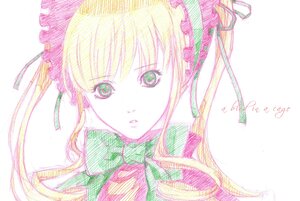 Rating: Safe Score: 0 Tags: 1girl 86800 blonde_hair bow bowtie green_eyes hair_ribbon image looking_at_viewer portrait ribbon shinku simple_background solo white_background User: admin