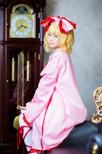 Rating: Safe Score: 0 Tags: 1girl blonde_hair blue_eyes bow clock frills hinaichigo lips long_sleeves looking_at_viewer red_ribbon short_hair solo standing striped User: admin