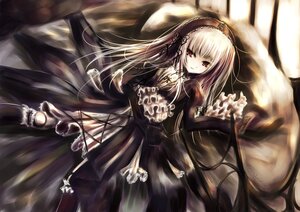 Rating: Safe Score: 0 Tags: 1girl abudala auto_tagged bed black_ribbon commentary_request doll_joints dress flower frilled_sleeves frills gothic gothic_lolita hairband highres image joints lolita_fashion long_hair long_sleeves looking_at_viewer red_eyes ribbon rose rozen_maiden silver_hair solo suigintou very_long_hair wings User: admin