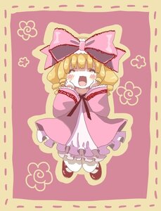 Rating: Safe Score: 0 Tags: 1girl blonde_hair blush bow closed_eyes dress drill_hair full_body hair_bow hands_on_own_face hina_ichigo hinaichigo image long_sleeves open_mouth pink_bow pink_dress shoes smile solo tears white_legwear User: admin