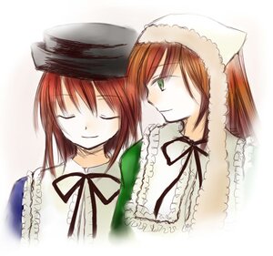 Rating: Safe Score: 0 Tags: 2girls brown_hair closed_eyes dress frills green_eyes hat head_scarf image long_sleeves multiple_girls pair ribbon short_hair siblings simple_background sisters smile souseiseki suiseiseki twins white_background User: admin