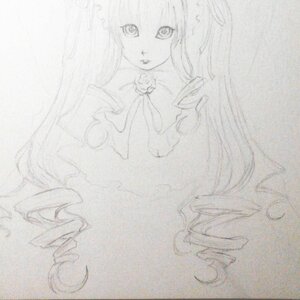 Rating: Safe Score: 0 Tags: 1girl drill_hair flower head_out_of_frame image long_hair monochrome rose shinku solo traditional_media twin_drills User: admin