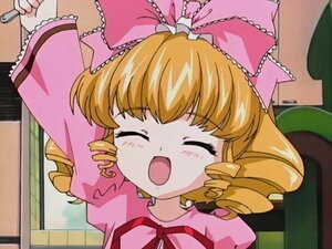 Rating: Safe Score: 0 Tags: 1girl arm_up blonde_hair blush bookshelf bow closed_eyes dress drill_hair frills hina_ichigo hinaichigo image indoors long_sleeves open_mouth pink_bow ribbon short_hair solo table window User: admin