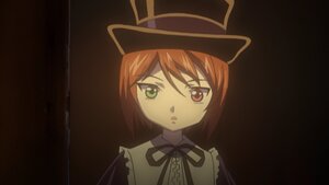 Rating: Safe Score: 0 Tags: 1girl :o brown_hair collar dress frills green_eyes hat heterochromia image long_sleeves looking_at_viewer red_eyes ribbon screenshot short_hair simple_background solo souseiseki upper_body User: admin