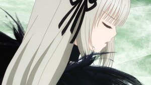 Rating: Safe Score: 0 Tags: 1girl bangs black_dress black_ribbon blush closed_eyes dress eyebrows_visible_through_hair from_side hair_ribbon image long_hair profile ribbon solo suigintou User: admin