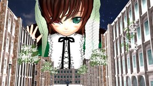 Rating: Safe Score: 0 Tags: 1girl bangs black_ribbon brown_hair building dress frills green_dress green_eyes heterochromia image long_sleeves looking_at_viewer neck_ribbon outdoors ribbon sky solo souseiseki suiseiseki User: admin