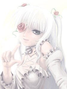 Rating: Safe Score: 0 Tags: 1girl blue_eyes blush dress flower image kirakishou long_hair long_sleeves pinstripe_pattern red_flower red_rose rose silver_hair solo striped vertical-striped_dress vertical_stripes white_hair User: admin