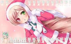 Rating: Safe Score: 0 Tags: blush brown_hair dress gloves green_eyes hat heterochromia image kanaria long_hair multiple_girls open_mouth pair red_eyes santa_costume solo suiseiseki white_gloves User: admin