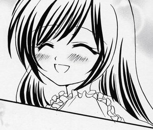 Rating: Safe Score: 0 Tags: 1girl blush closed_eyes frills greyscale houraisan_kaguya image monochrome open_mouth smile solo suiseiseki User: admin