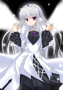 Rating: Safe Score: 0 Tags: 1girl black_legwear brooch choker dress expressionless frills gem hair_ornament hairband image long_hair long_sleeves looking_at_viewer maho_(yakimorokoshi) purple_eyes ribbon rozen_maiden silver_hair solo suigintou white_hair wings User: admin