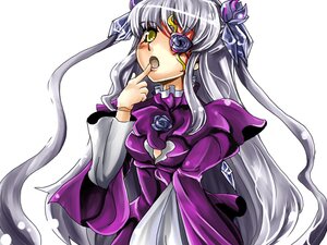 Rating: Safe Score: 0 Tags: 1girl :o barasuishou dress eyepatch flower hair_ornament hair_ribbon image juliet_sleeves long_hair long_sleeves puffy_sleeves ribbon rose silver_hair solo very_long_hair yellow_eyes User: admin