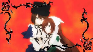 Rating: Safe Score: 0 Tags: 2girls brown_hair dress frills green_eyes hat head_scarf holding_hands image long_hair long_sleeves looking_at_viewer multiple_girls pair red_background red_eyes ribbon short_hair siblings sisters souseiseki suiseiseki twins User: admin