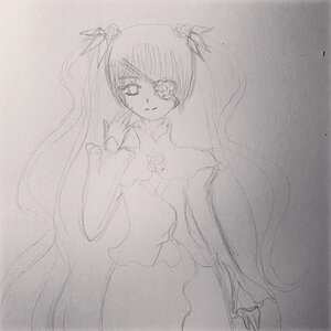 Rating: Safe Score: 0 Tags: 1girl barasuishou detached_sleeves dress flower frills greyscale hair_ornament hatsune_miku image long_hair looking_at_viewer monochrome solo traditional_media twintails very_long_hair User: admin