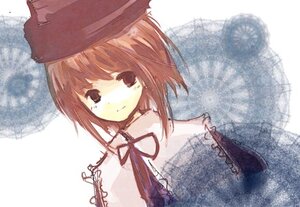 Rating: Safe Score: 0 Tags: 1girl brown_eyes brown_hair hat image looking_at_viewer ribbon short_hair solo souseiseki upper_body User: admin