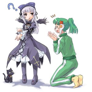 Rating: Safe Score: 0 Tags: 2girls 3.1-tan ? alternate_hairstyle barefoot cat closed_eyes dos_cat dress full_body green_hair homeko image kneeling long_hair long_sleeves multiple_girls open_mouth os-tan parody ponytail ribbon rozen_maiden silver_hair solo standing suigintou track_suit ugai_yuichi wings xp_home-tan User: admin