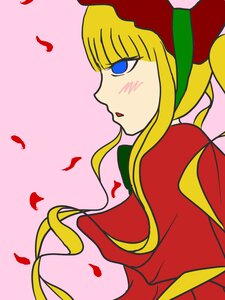 Rating: Safe Score: 0 Tags: 1girl auto_tagged blonde_hair blue_eyes blush bonnet flower image long_hair petals rose rose_petals shinku solo striped upper_body User: admin