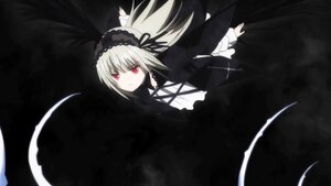 Rating: Safe Score: 0 Tags: 1girl black_dress black_ribbon crescent_moon dress frills full_moon hairband image long_hair long_sleeves looking_at_viewer moon night red_eyes ribbon silver_hair solo suigintou wings User: admin