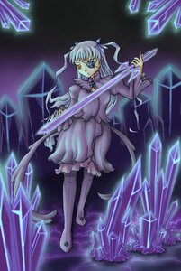 Rating: Safe Score: 0 Tags: 1girl barasuishou blue_eyes crystal dress frills hair_ribbon heterochromia image long_hair long_sleeves ribbon solo standing yellow_eyes User: admin