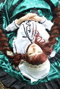 Rating: Safe Score: 0 Tags: 1girl brown_hair closed_eyes dress frills hat lips lolita_fashion long_hair long_sleeves solo suiseiseki water User: admin