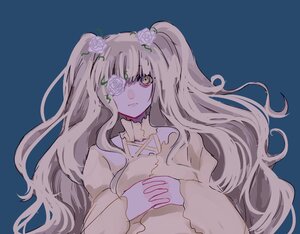 Rating: Safe Score: 0 Tags: 1girl blue_background closed_mouth dress eyepatch flower frills hair_flower hair_ornament image kirakishou long_hair long_sleeves looking_at_viewer pink_flower pink_rose rose simple_background solo thorns upper_body very_long_hair vines white_flower User: admin