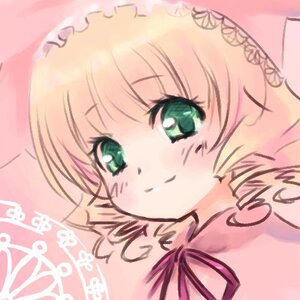 Rating: Safe Score: 0 Tags: 1girl bangs blush green_eyes head_wreath hinaichigo image looking_at_viewer pink_background pink_hair ribbon short_hair simple_background smile solo upper_body User: admin