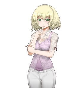 Rating: Safe Score: 0 Tags: 1girl blonde_hair blush breasts chemical-x cleavage collarbone cowboy_shot crossed_arms green_eyes hina_ichigo hinaichigo image looking_at_viewer mizuhashi_parsee older pants rozen_maiden short_hair short_sleeves solo striped thigh_gap User: admin