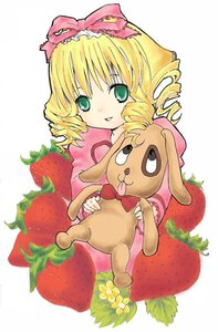 Rating: Safe Score: 0 Tags: 1girl apple blonde_hair bow drill_hair food fruit grapes green_eyes hina_ichigo hinaichigo holding_fruit image looking_at_viewer object_namesake pink_bow smile solo strawberry tomato twin_drills watermelon User: admin