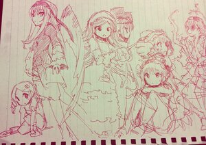Rating: Safe Score: 0 Tags: chain dress hair_ornament hat image long_hair looking_at_viewer monochrome multiple multiple_girls sketch smile standing tagme User: admin