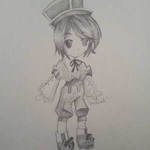 Rating: Safe Score: 0 Tags: 1girl artist_name bangs boots closed_mouth dated eyebrows_visible_through_hair full_body greyscale hat image long_sleeves looking_at_viewer monochrome photo short_hair signature solo souseiseki standing traditional_media User: admin