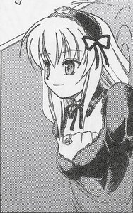 Rating: Safe Score: 0 Tags: 1girl dress greyscale hairband halftone halftone_background image long_hair long_sleeves looking_at_viewer monochrome polka_dot polka_dot_background ribbon smile solo suigintou upper_body User: admin