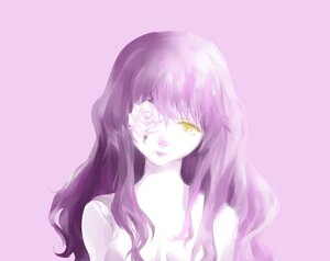 Rating: Safe Score: 0 Tags: 1girl bangs eyelashes flower image kirakishou lips long_hair pale_skin purple_theme rose simple_background solo striped upper_body vertical_stripes wavy_hair white_flower white_rose yellow_eyes User: admin