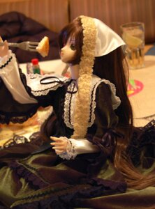 Rating: Safe Score: 0 Tags: 1girl auto_tagged black_dress blurry blurry_background blurry_foreground brown_hair cake cake_slice depth_of_field doll dress food frills fruit indoors lace long_hair long_sleeves pastry sitting solo strawberry suiseiseki User: admin