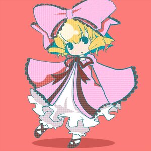 Rating: Safe Score: 0 Tags: 1girl :o blonde_hair blue_eyes bow capelet dress frills full_body hair_bow hina_ichigo hinaichigo image long_sleeves looking_at_viewer pink_bow shoes short_hair simple_background solo standing white_legwear User: admin