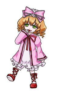Rating: Safe Score: 0 Tags: 1girl bloomers bow cross-laced_footwear dress drill_hair frills full_body green_eyes hand_to_own_mouth hina_ichigo hinaichigo image long_sleeves looking_at_viewer pink_bow pink_dress short_hair simple_background solo standing tongue tongue_out underwear white_background white_bloomers User: admin
