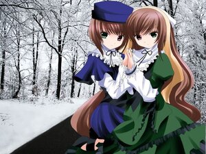 Rating: Safe Score: 0 Tags: 2girls brown_hair dress frills green_dress green_eyes hat head_scarf heterochromia holding_hands image interlocked_fingers long_hair long_sleeves looking_at_viewer multiple_girls pair red_eyes short_hair siblings sisters smile souseiseki suiseiseki tree twins very_long_hair User: admin