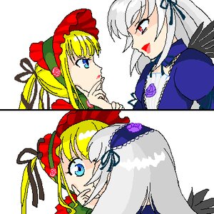 Rating: Safe Score: 0 Tags: 2girls 3girls black_wings blonde_hair blue_eyes bonnet dress flower frills hairband image long_hair long_sleeves multiple_girls pair rose shinku silver_hair suigintou wings User: admin