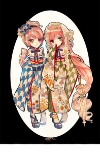 Rating: Safe Score: 0 Tags: 2girls brown_hair floral_print full_body image japanese_clothes kimono long_hair looking_at_viewer multiple_girls pair pink_hair sash short_hair sisters smile socks souseiseki suiseiseki twins very_long_hair white_legwear yellow_eyes User: admin