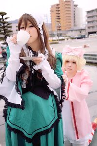 Rating: Safe Score: 0 Tags: 2girls 3d 91076 blonde_hair blurry brown_hair building depth_of_field dress frills long_hair long_sleeves multiple_cosplay multiple_girls outdoors photo standing striped tagme vertical_stripes User: admin