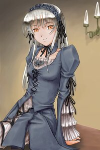 Rating: Safe Score: 0 Tags: 1girl araya_kei black_ribbon dress frills gothic hairband image juliet_sleeves long_hair long_sleeves looking_at_viewer orange_eyes puffy_sleeves ribbon rose rozen_maiden silver_hair solo standing suigintou User: admin
