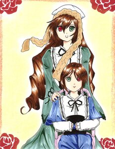 Rating: Safe Score: 0 Tags: brown_hair dress flower green_dress green_eyes head_scarf heterochromia image long_hair long_sleeves looking_at_viewer open_mouth pair red_eyes rose siblings sisters souseiseki suiseiseki twins very_long_hair watering_can yellow_background User: admin